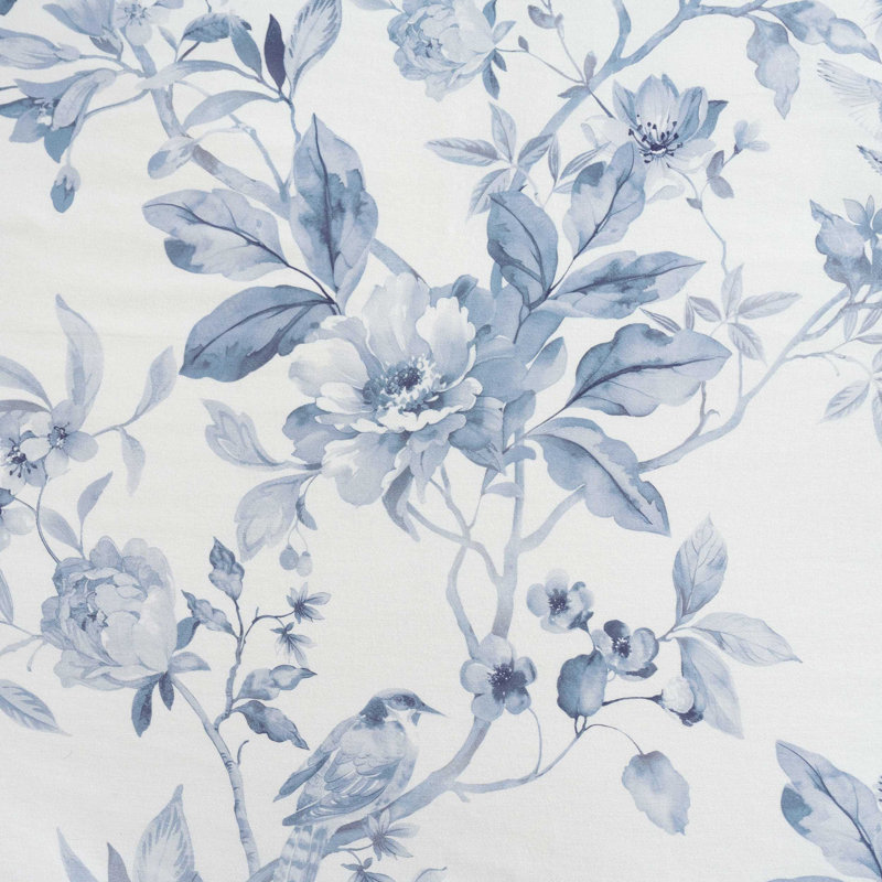 Martha Stewart Songbird Cotton Reversible Duvet Cover Set, Twin Duvet Cover + 1 Standard Sham