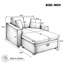 Canapé-lit de 53,5 po avec rangement caché, canapé-lit en velours flocon de neige avec coussins, canapé-lit moderne à assise profonde-131564087