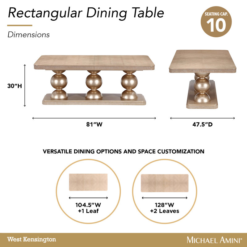 West Kensington Rectangular Dining Table, Medium Yellow Wood