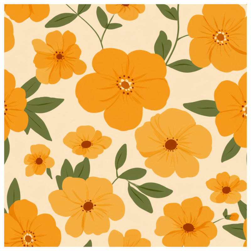 Jeté Floral, L 80 po x l 60 po, Floral orange