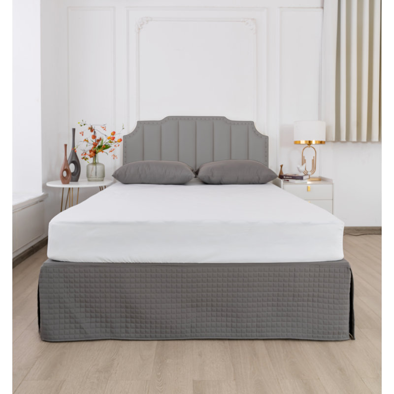  Jupe de lit en microfibre matelassée Grid, Très grand, Gris