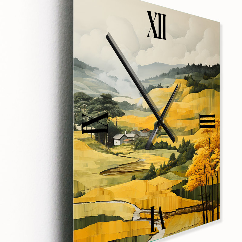 Horloge murale jaune et vert, H 32 po x l 24 po x P 1 po