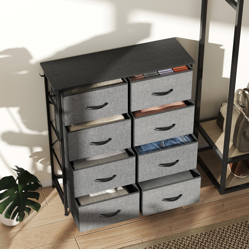 86 cm W Chest of 8 Drawers, Grey