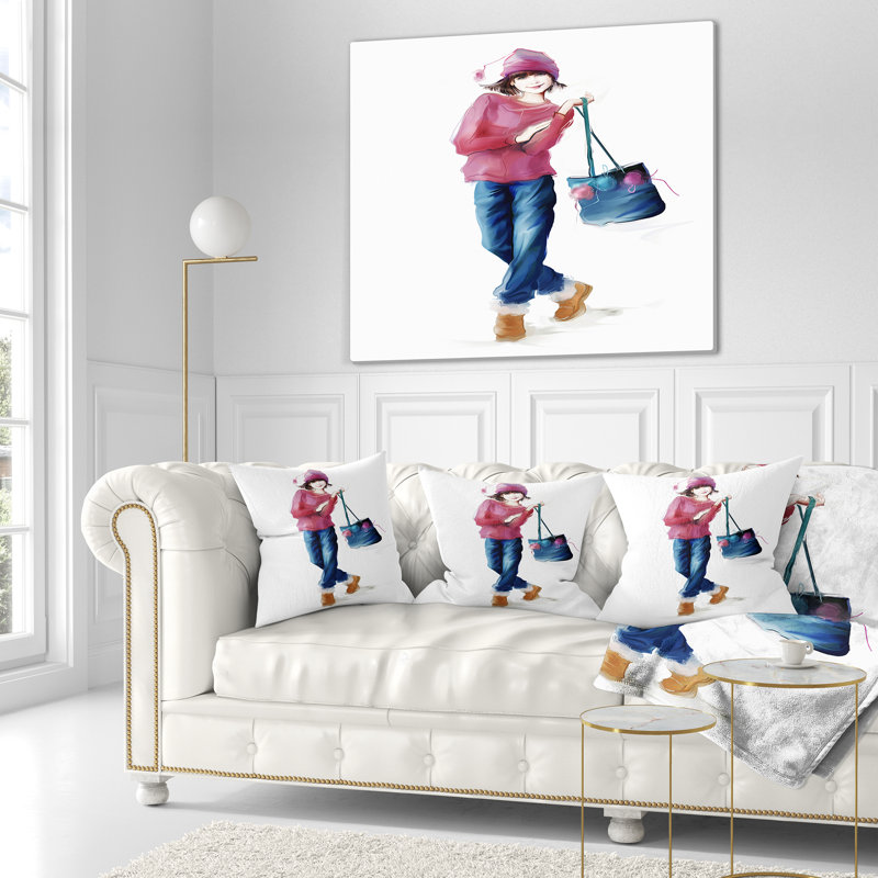 Coussin de mode jeune fille Portrait