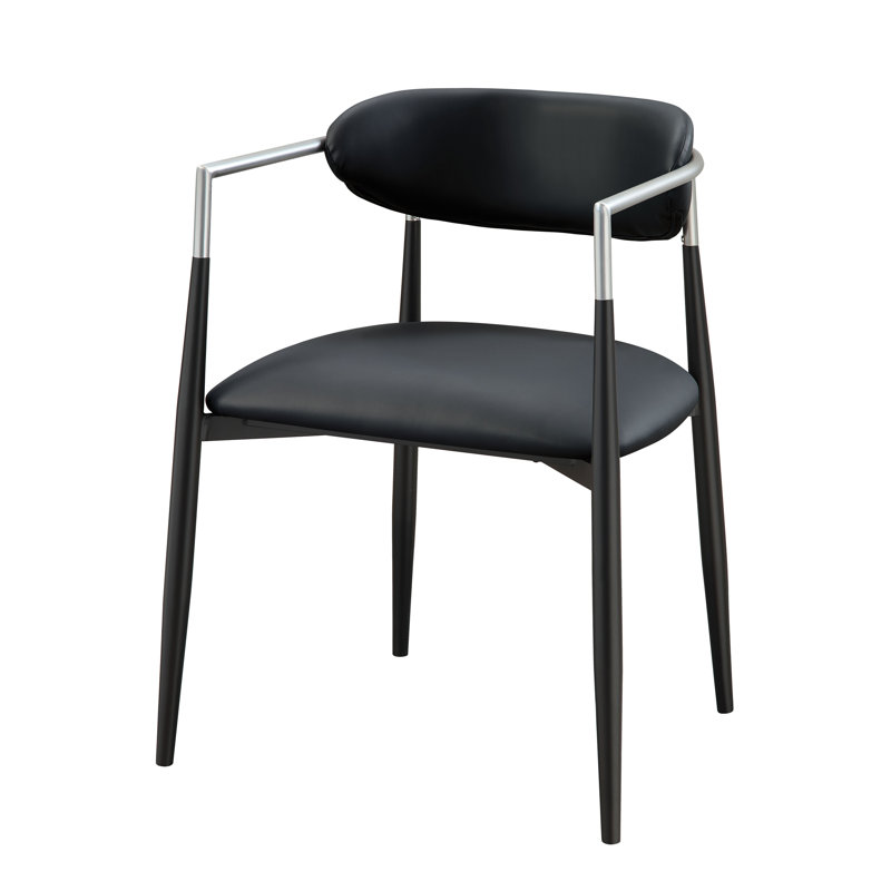 Chaise avec accoudoirs en cuir synthétique noir Gavan (ensemble de 2)
