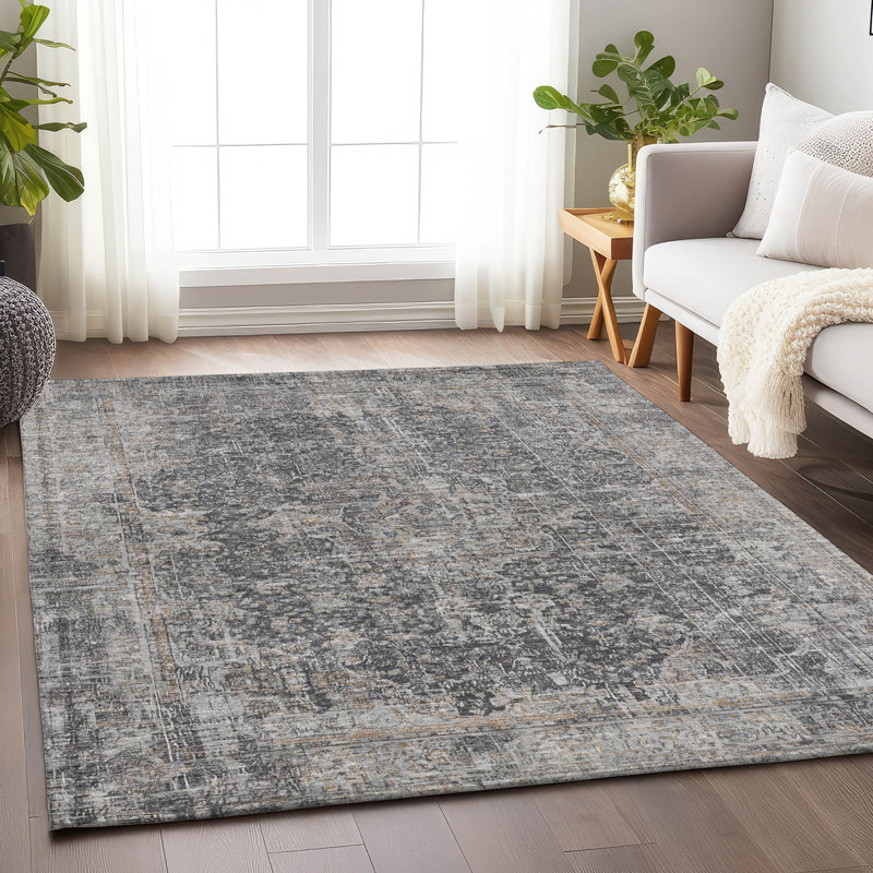 Scarlune Gray Washable Indoor-Outdoor Rug - LOOMLAN, 5' x 7'6"