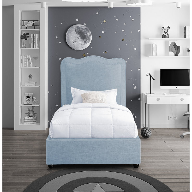 Lit en tissu d'ameublement Glenside, Simple, Lin performance bleu clair