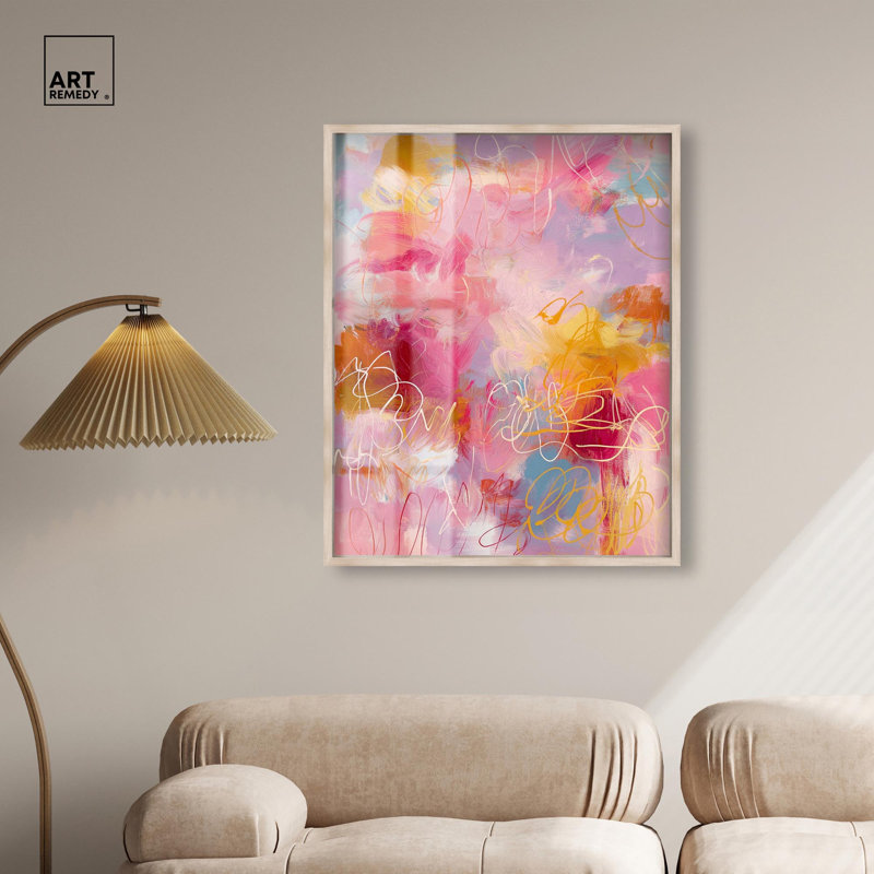 Grande décoration murale ombragée rose avec impression de boîte à ombre rose par Art Remedy, 30 x 36, H 37 po x l 31 po