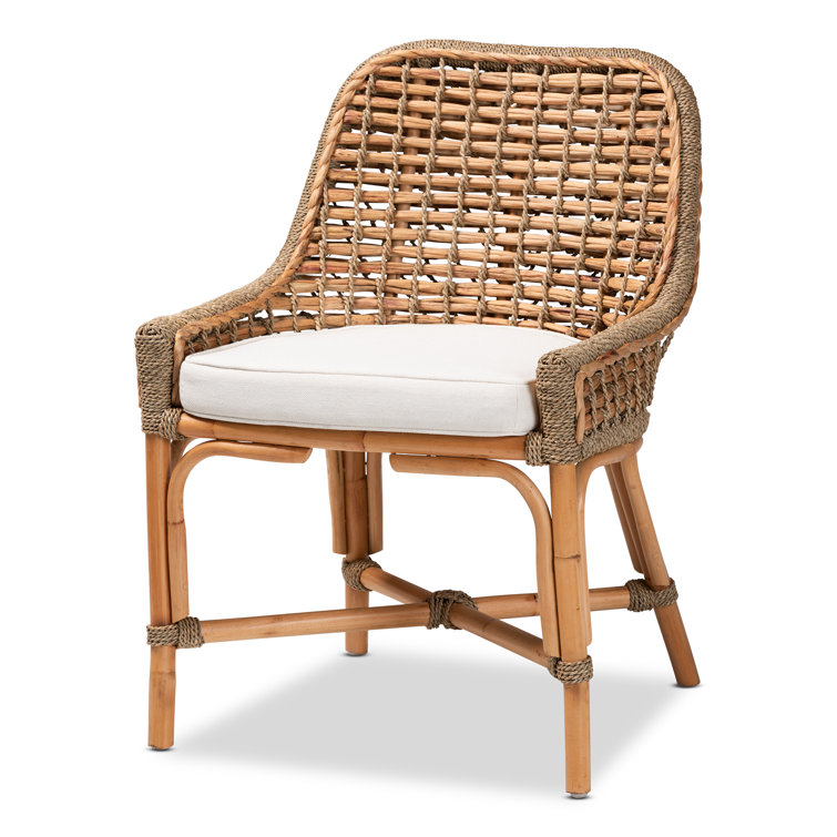 A & B Home Transitional Magy Natural Side Chair with Woven Rattan 48391