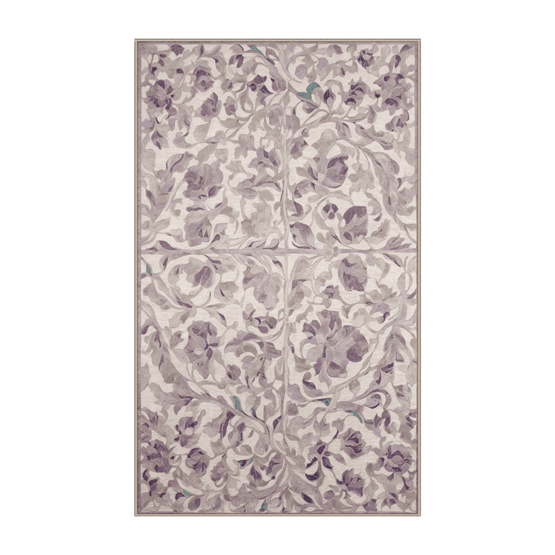 Tapis beige lavable à la machine, Rectangle 7 pi x 9 pi