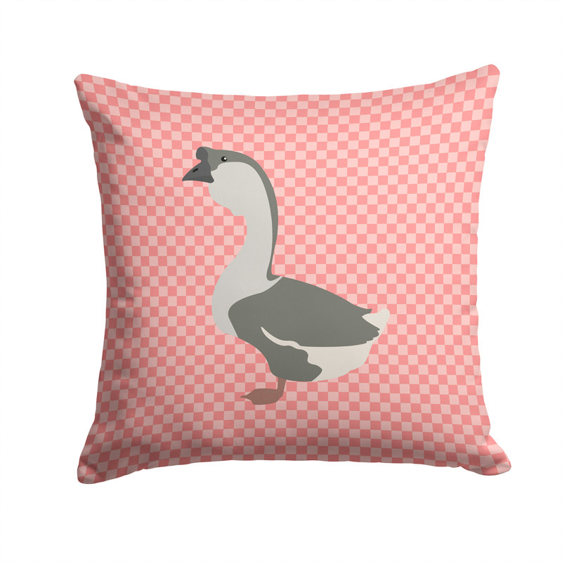 Coussin décoratif d’extérieur à vérifier oie, Rose, 14 po x 14 po