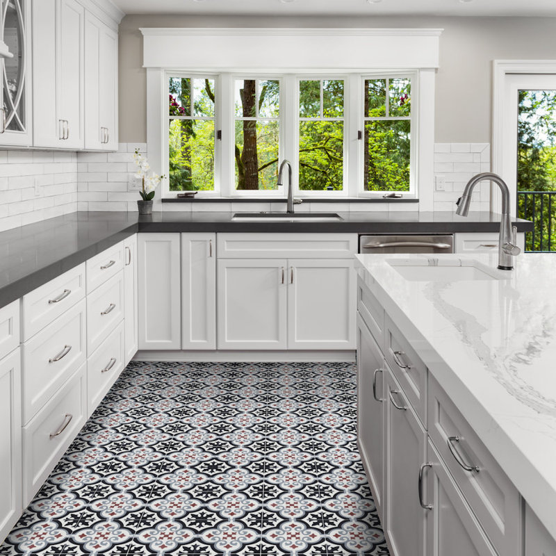 Fiore 8" x 8" Cement Patterned Wall & Floor Tile, Sencillo