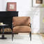 Fauteuil d'appoint brun 26,96 po avec coussin de dossier et siège confortables, structure en métal de conception contemporaine, convient pour la chambre à coucher ou le bureau, largeur 29,68 po, coussins 21,48 lb, noir-264118688