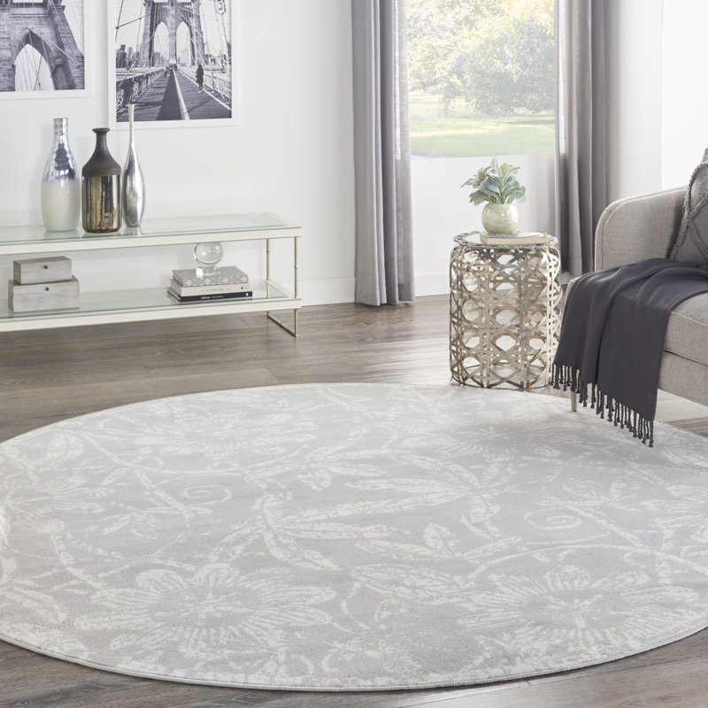 Floral Indoor Rug, Round 8'