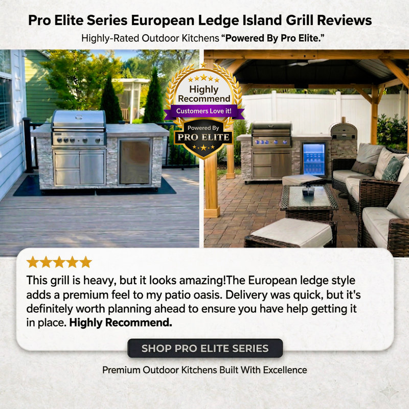 96 Inch European Ledge 5b Island Grill With Fridge And Outdoor Oven