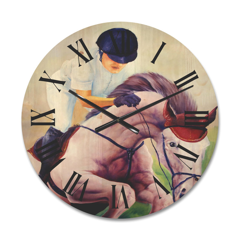 Horloge murale Jockey sur cheval au galop, Moyen