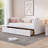 Classic Striped Silhouette Twin Size Upholstered Platform Daybed With 2 Storage Drawers, Beige-Toned Velvet
