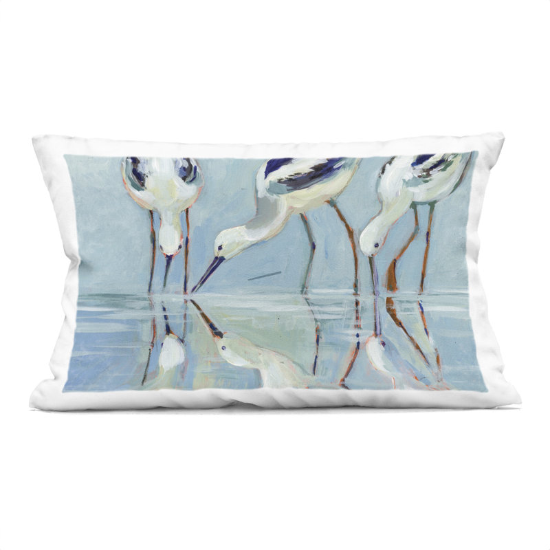 Coussin Stilt Birds Water Reflections