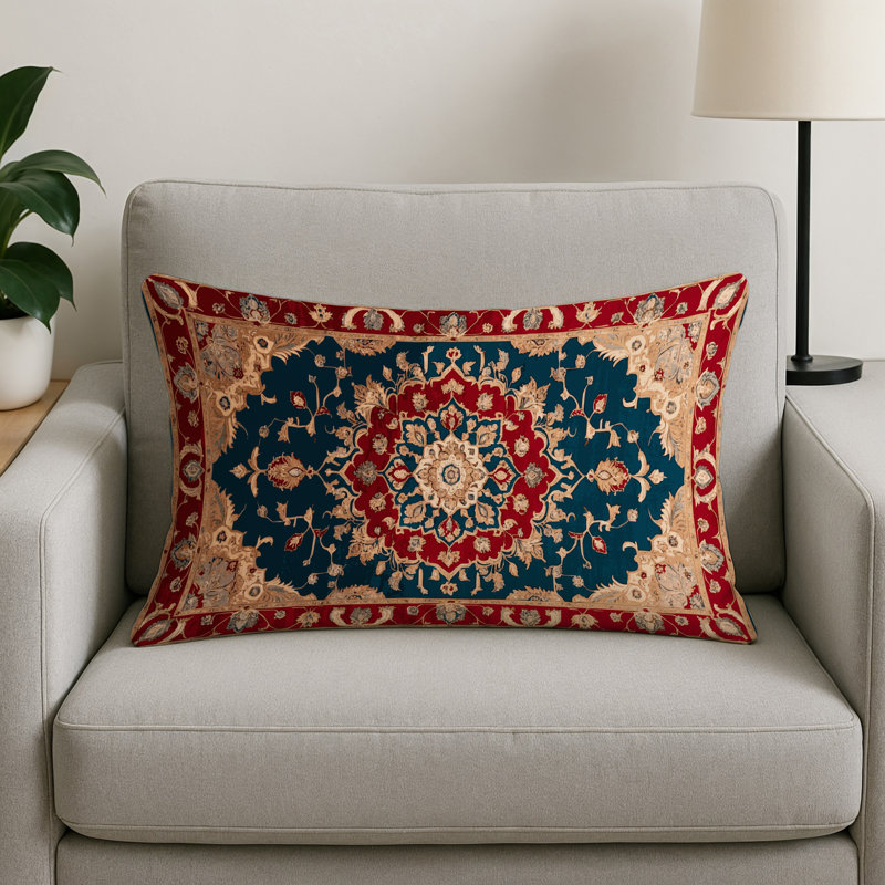 Coussin décoratif intérieur et extérieur Tabriz, Brun oriental 103, Rectangle H 20 po x l 14 po