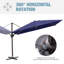 Parasol extérieur en porte-à-faux 141 po x 104 po Donelu, base lestée non incluse-1815450609