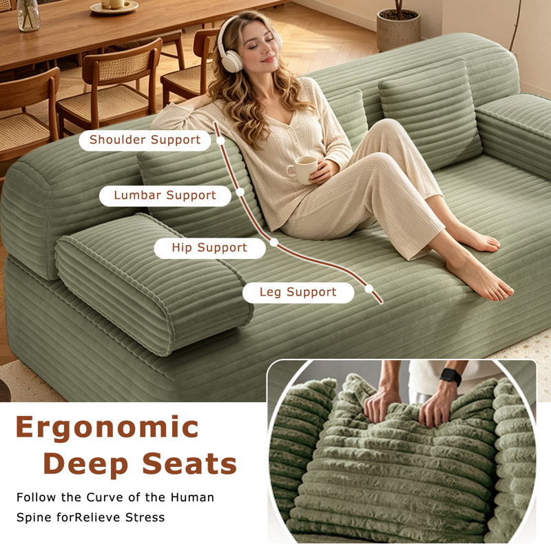 79 " Corduroy Loveseat Reclining, Vert
