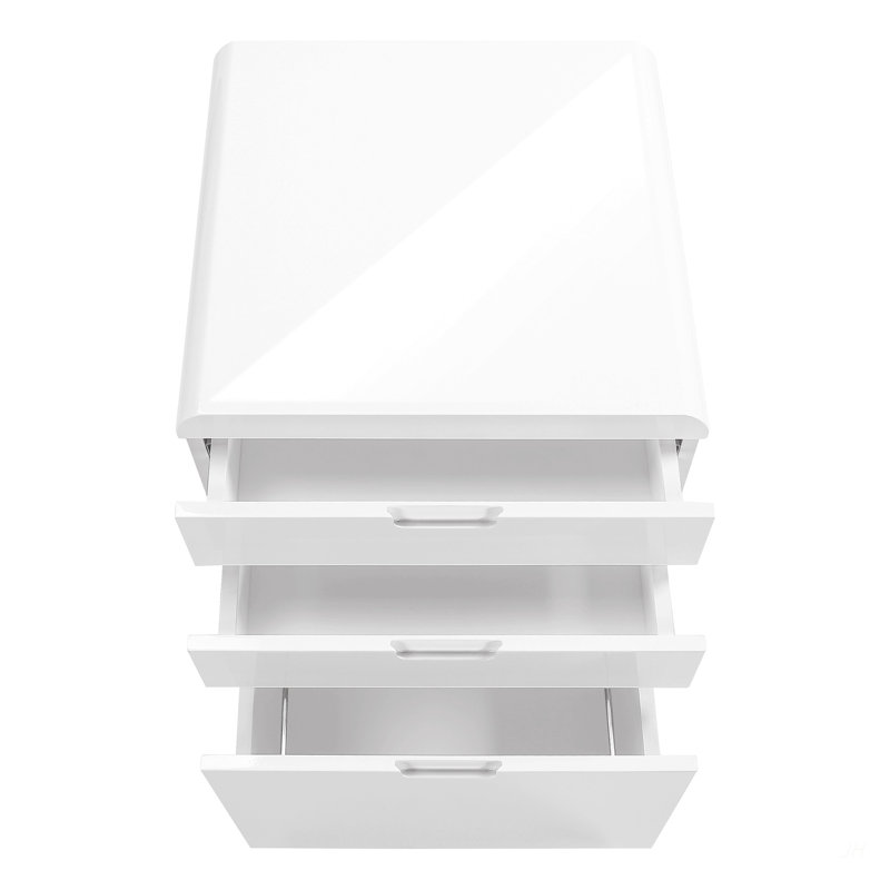 File Cabinet, Rolling Mobile, Storage Drawers, Printer Stand, Office, Work, Glossy White Laminate, Contemporary, Modern
