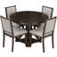 Ensemble 5 pièces de table de salle à manger rétro et table ronde avec 4 chaises rembourrées, extensible-923338015