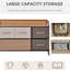 Commode 5 tiroirs en tissu avec commode en acier avec plateau en bois d'érable pour chambre et vestibule