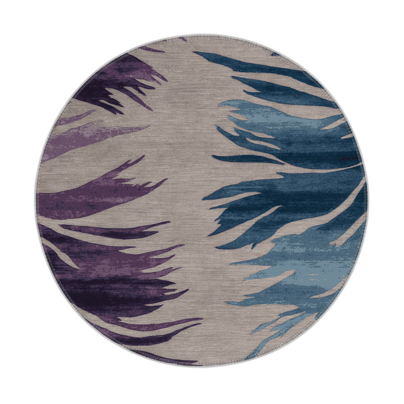 Tapis intérieur et extérieur gris Watercolor, Rond 5 pi