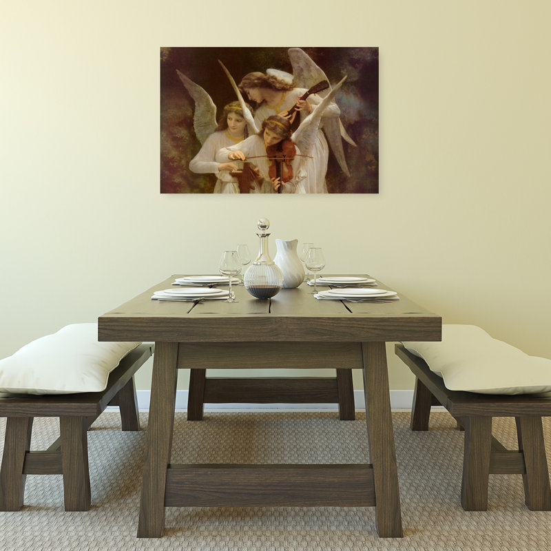 Angels Playing Violon Classic Contemporary Wall Art Print 1 Piece Wrapped Canvas Wall Art, 60.96cm H x 91.44cm W