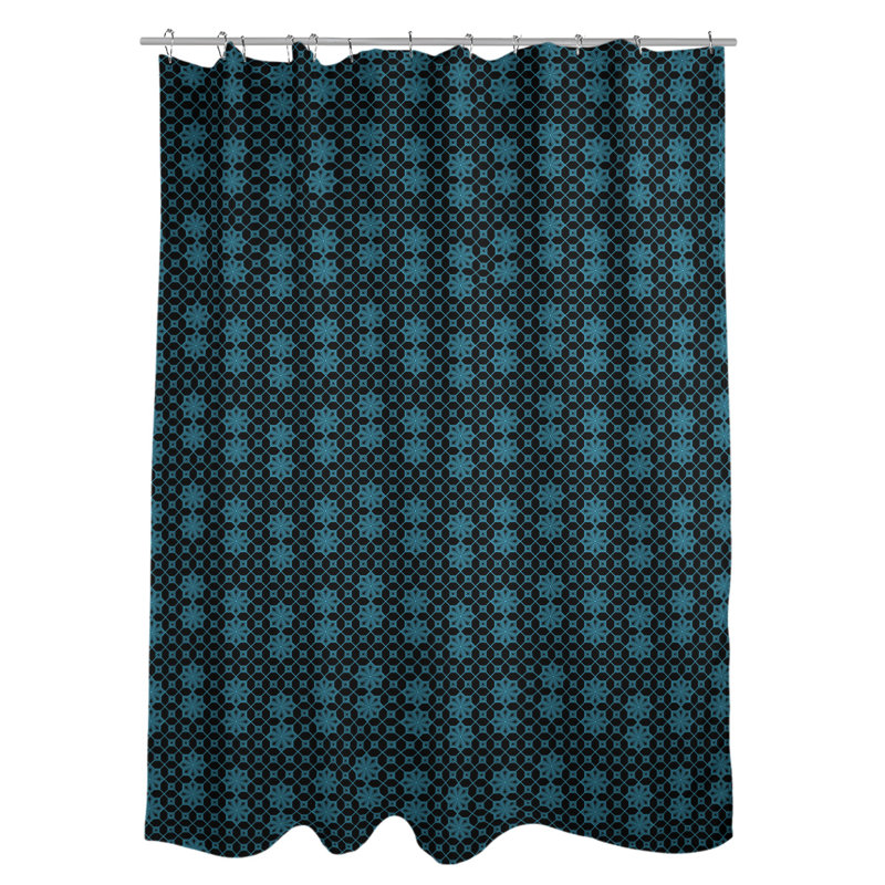 Rideau de douche simple en treillis Classic, Bleu / Noir