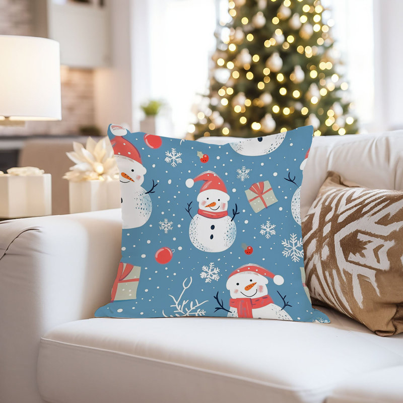 Holiday Christmas Snowman Pattern VI, 16"H x 16"W