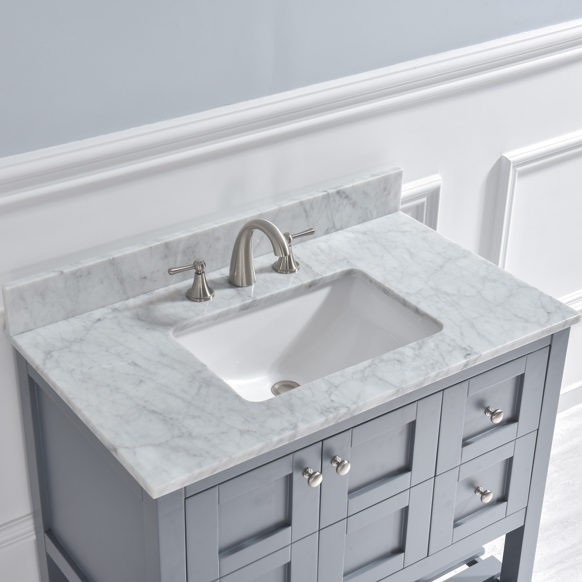 WoodBridge Stone Single Vanity Top with Sink Faucet Reviews | Wayfair