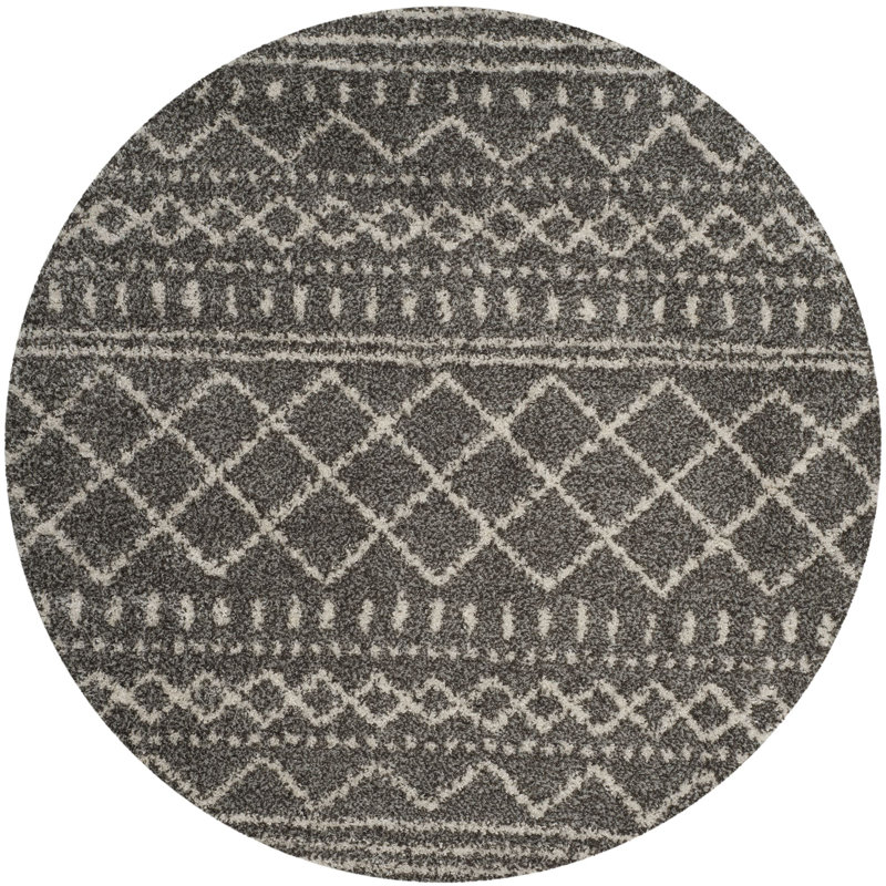 Develin Performance Geometric Rug, Round 8', Brown/Ivory