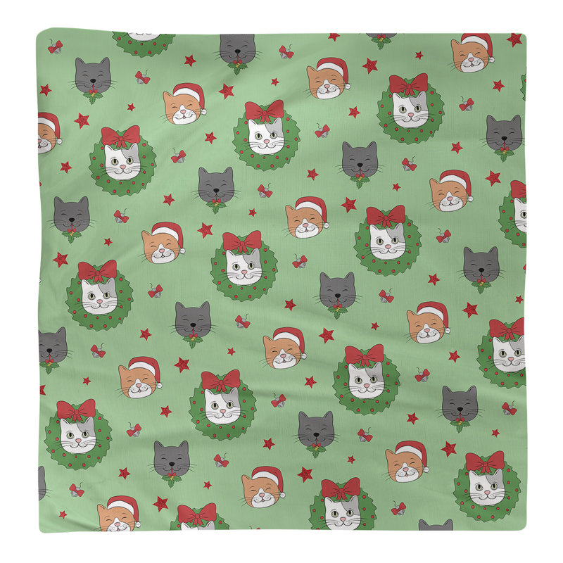 No Pattern Square Napkin, 10" x 10", Green/Red/Gray, Cotton