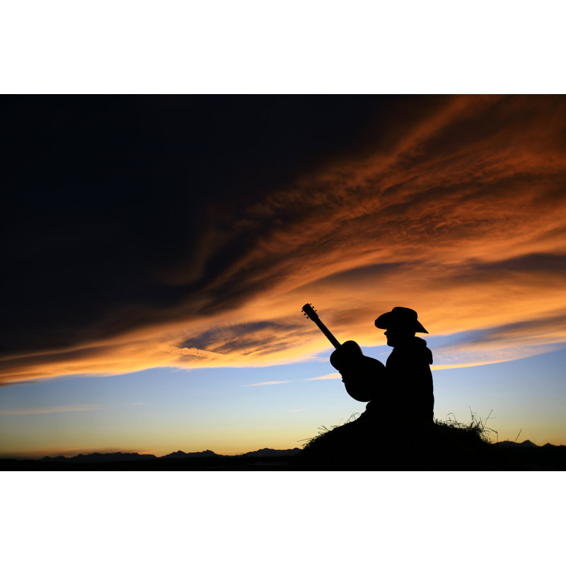 Cowboy avec guitare Silhouette par Imaginegolf, H 8 po x l 12 po