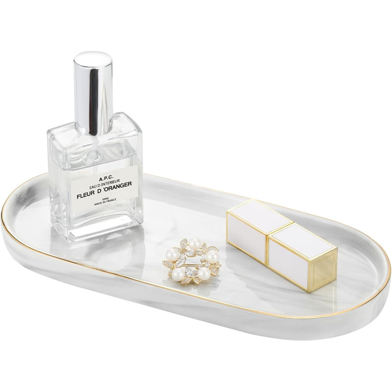 Tray, Marble White/Gold