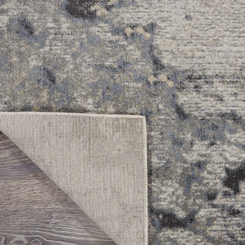 Tapis gris / ivoire à motif abstrait Elinor, Rectangle 7 pi 10 po x 10 pi 6 po