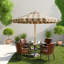 Table de patio carrée durable avec rangement, structure en acier noir, pour les repas en famille