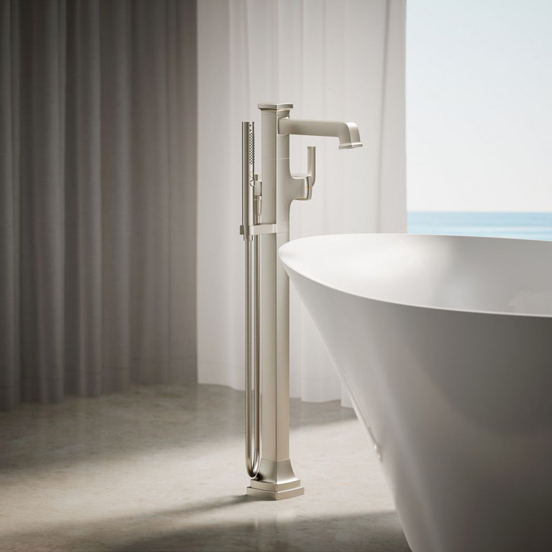 Riff Floor-Mount Bath Filler Trim, Vibrant Brushed Nickel