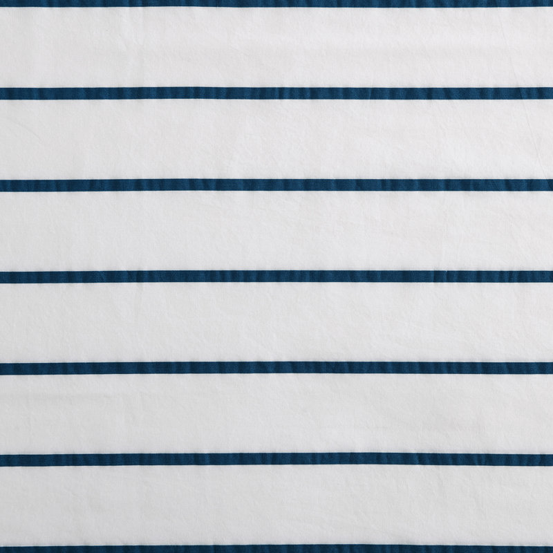 Bradford 200 Thread Count Breathable Cotton Percale Sheet Set, Twin Sheet Set with 1 Pillowcase, Brenton Stripe Blue