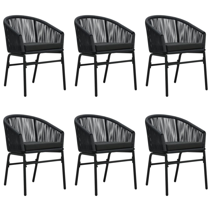 Khurshida Rectangular 6 - Person 78.7" Long Dining Set with Cushions, Black Frame/Black Cushion