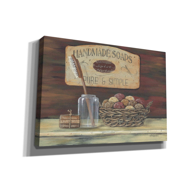 «Handmade Soaps» par Pam Britton, art mural sur toile, H 18 po x l 26 po x P 0,75 po
