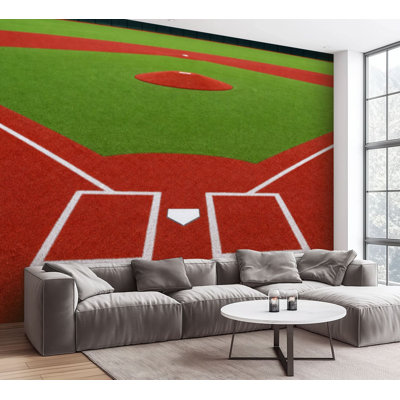 Wall Mural Peel and Stick Wallpaper Baseball Field Self-Adhesive Removable Contact Paper Wall Decor for Living Room Bedroom 100"H x 144"W