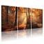Ensemble de 3 tableaux sur toile tendue représentant une forêt d'automne au soleil-1625149980