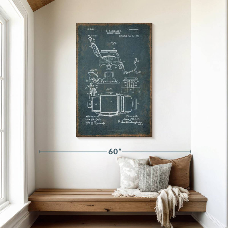 Fauteuil de barbier bleu rétro Maxwell, H 45 po x l 30 po