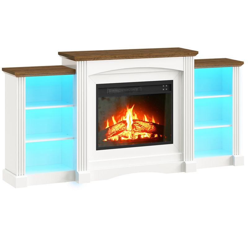 Farmhouse Electric Fireplace TV Stand with LED Light, Fits up to 50" TVs