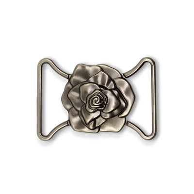 Boucle Dritz Fashion avec motif de roses pour sangles de 1-1 / 2 po, 1 ensemble, argent antique