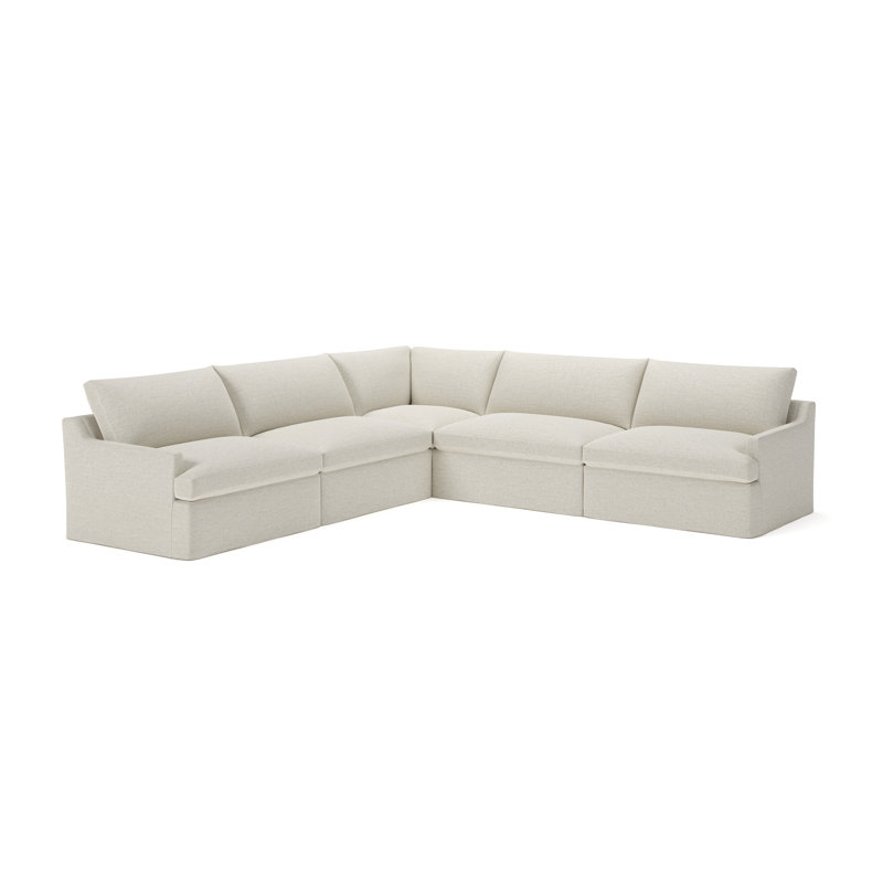 Wrenley 5-Piece Slipcovered Modular Sectional, Macarena Light Gray Canvas