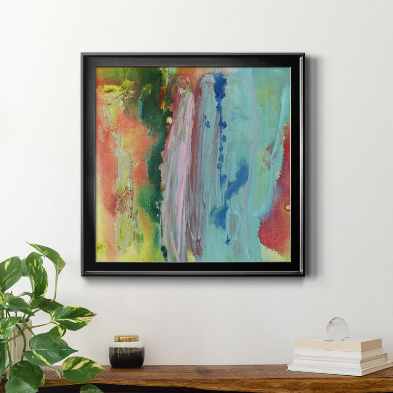 Long Lake I - peinture sur toile encadrée, Cadre noir, H 30,5 po x l 30,5 po x P 1,5 po
